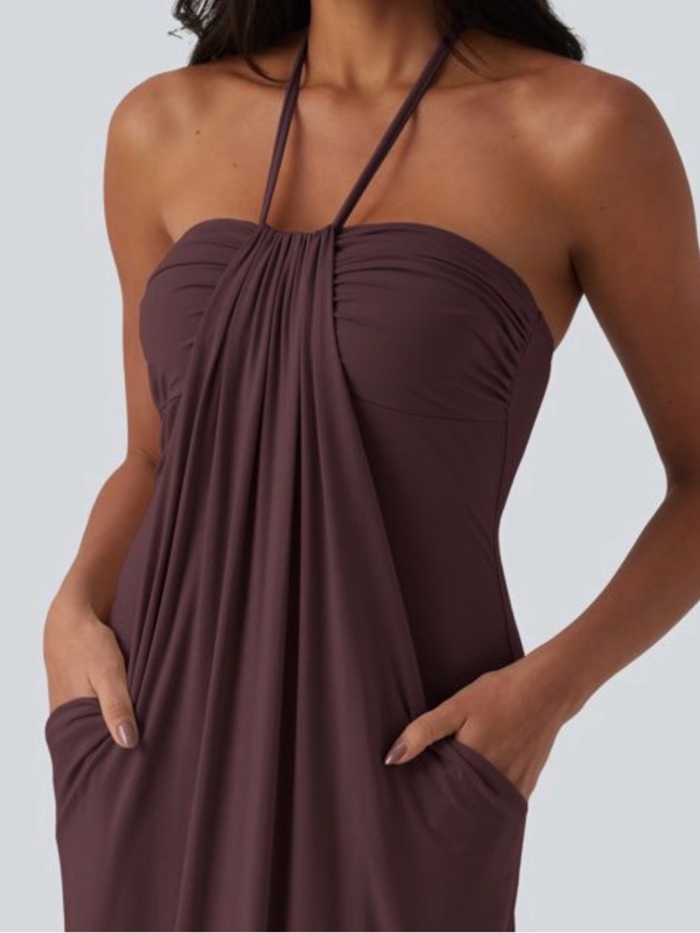 Halara Halter Tie Back Maxi Dress with Pockets - Picture 2 of 3